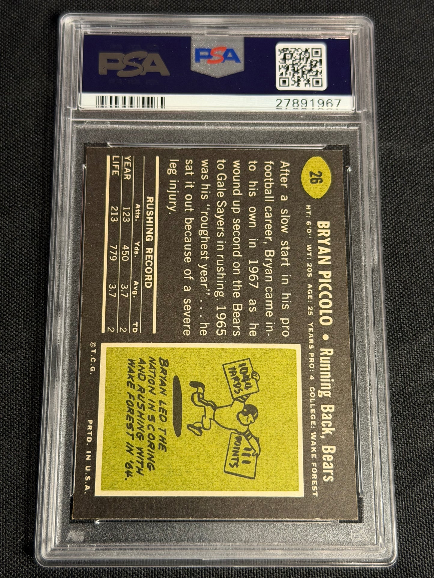 1969 Topps Bryon Piccolo #26 PSA 8