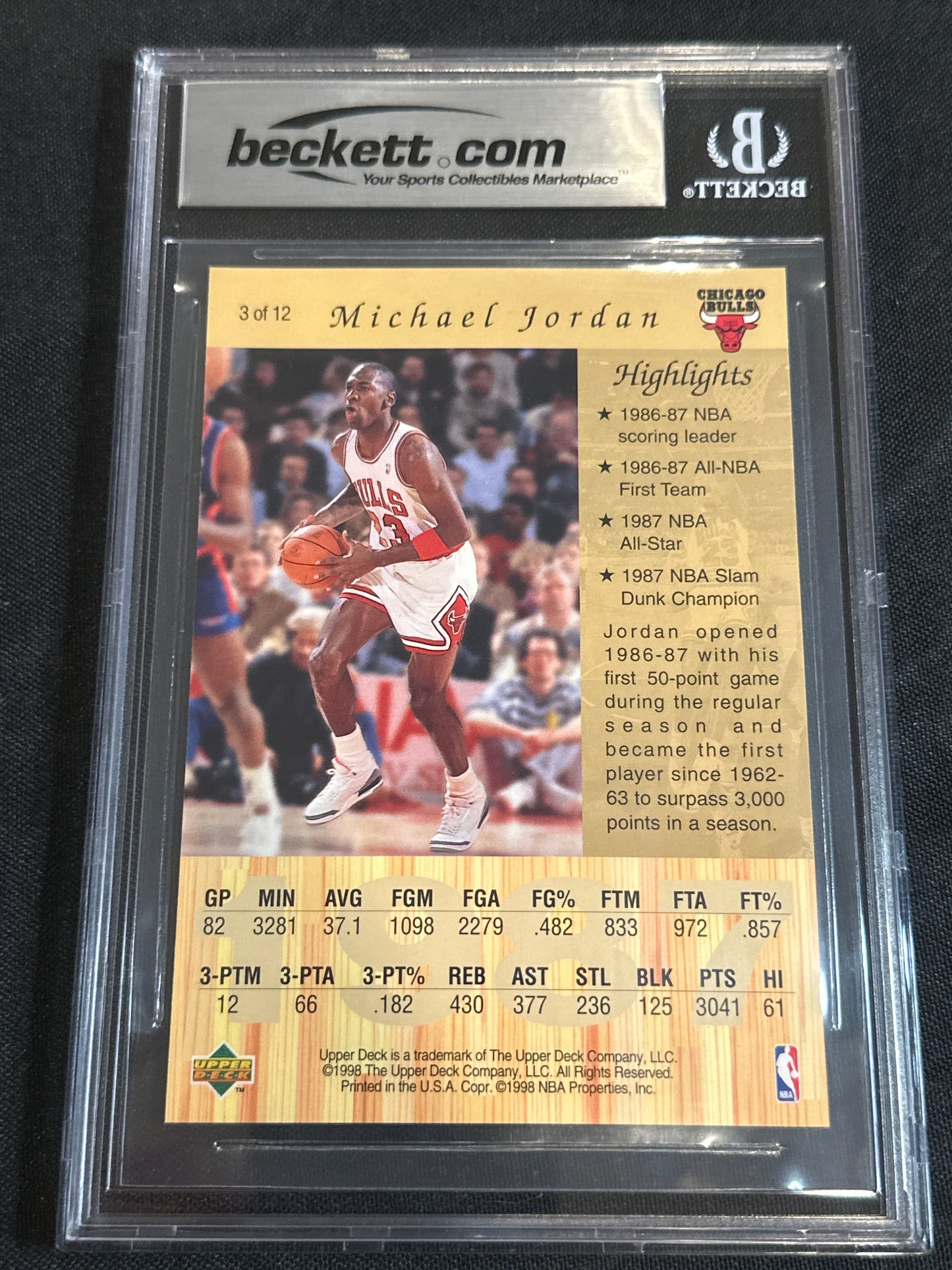 1998 Upper Deck Michael Jordan Gatorade Michael Jordan #3 BGS 9