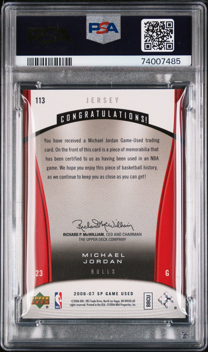 2006 SP Game Used Authentic Fabrics Michael Jordan #113 PSA 8