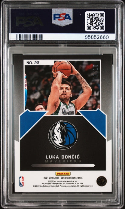 2021 Panini Obsidian Magnitude Luka Doncic #23 Yellow Low Pop PSA 10
