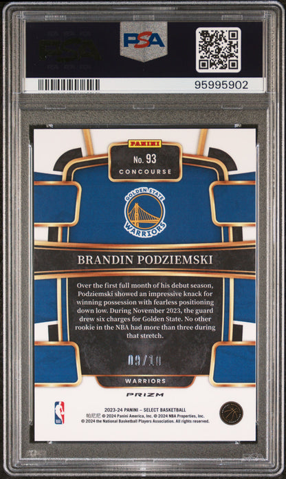 2023 Panini Select Brandin Podziemski #93 Gold Disco PSA 10