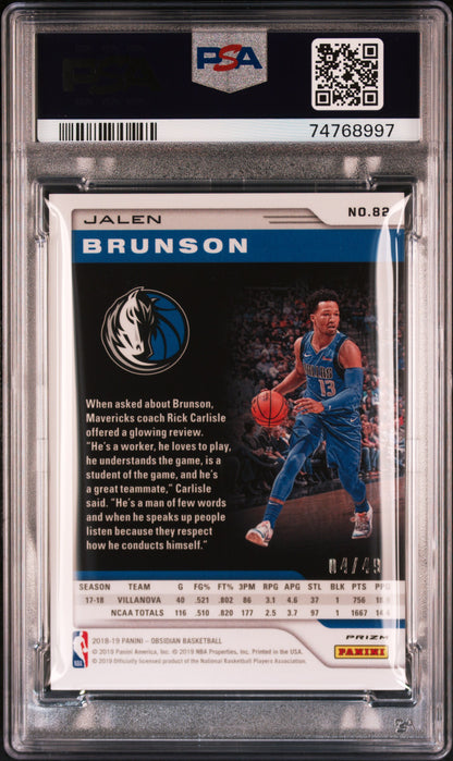 2018 Panini Obsidian Jalen Brunson #82 Purple PSA 10