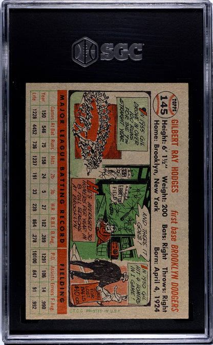 1956 Topps Gil Hodges #145 Gray Back SGC 6