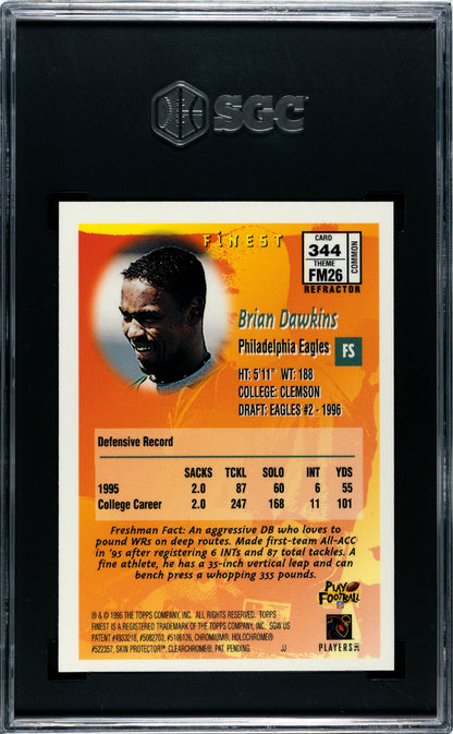 1996 Topps Finest Brian Dawkins #344 Bronze Refractor SGC 8