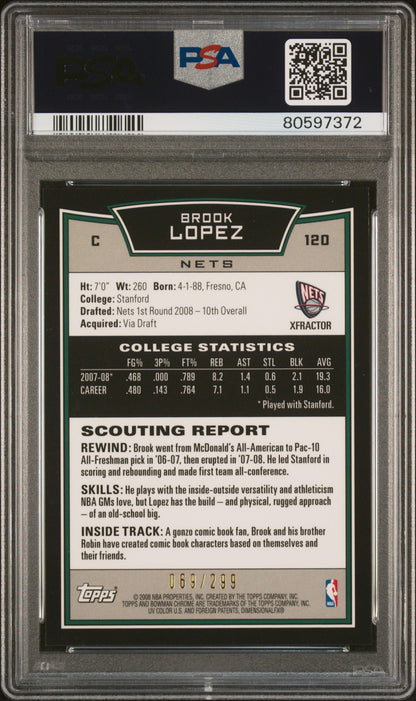 2008 Bowman Chrome Brook Lopez #120 Xfractor / PSA 10
