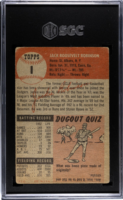 1953 Topps Jackie Robinson #1 SGC 2.5