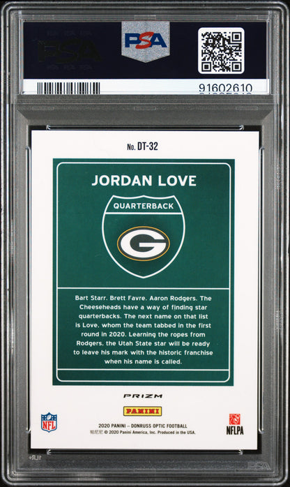 2020 Panini Donruss Optic Downtown Jordan Love #DT32 PSA 9/10 AUTO “GO PACK GO”