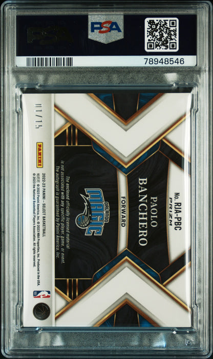 2022 Panini Select Rookie Jersey Auto Paolo Banchero Neon PRP Plsr Fotl PSA 10