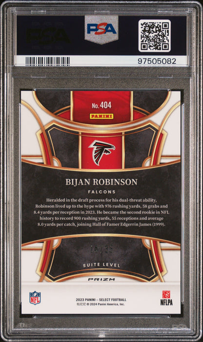 2023 Panini Select Bijan Robinson #404 White Prizm PSA 10