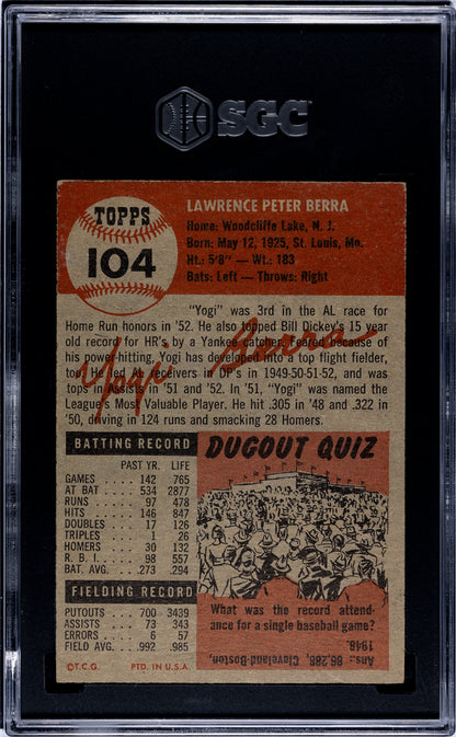 1953 Topps Yogi Berra #104 SGC 5