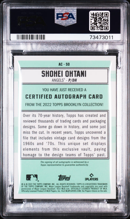 2022 Topps Brooklyn Collection Autograph Shohei Ohtani #SO Orange PSA 10 #18/20