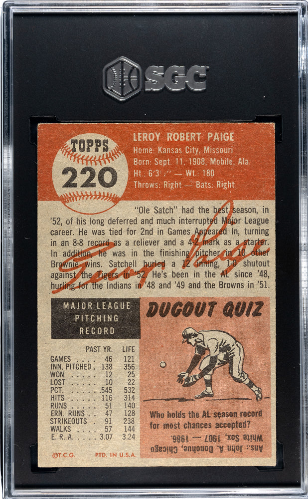 1953 Topps Satchel Paige #220 SGC 4.5