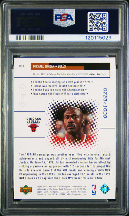 1998 Upper Deck Black Diamond Diamond Dominance Michael Jordan #D30 PSA 8