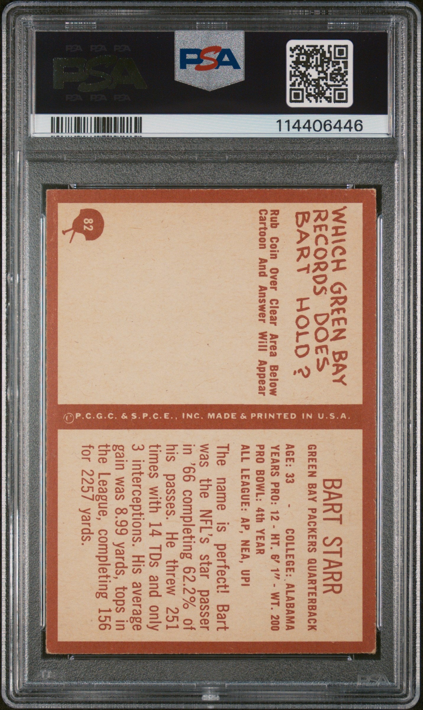 1967 Philadelphia Bart Starr #82 PSA 5