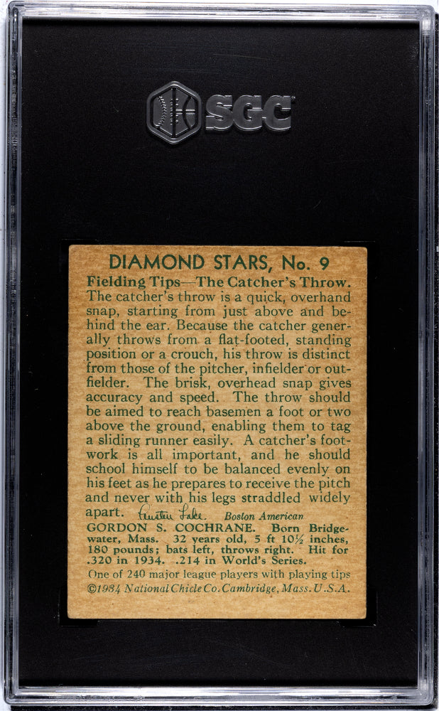 1934 Diamond Stars Mickey Cochrane #9 1935 SGC 4.5