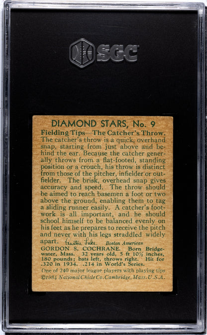 1934 Diamond Stars Mickey Cochrane #9 1935 SGC 4.5