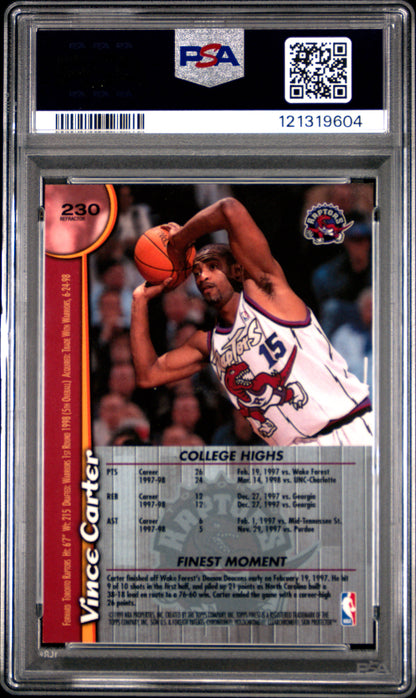 1998 Finest Vince Carter #230 Refractor PSA 10