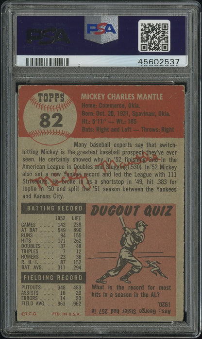 1953 Topps Mickey Mantle #82 PSA 3
