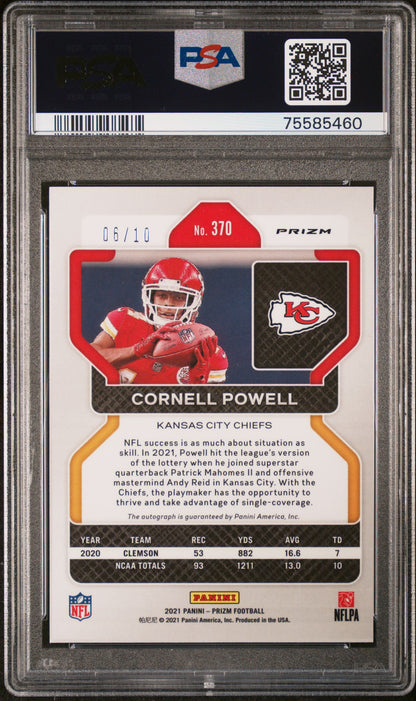 2021 Panini Prizm Cornell Powell #370 Autograph Gold PSA 10