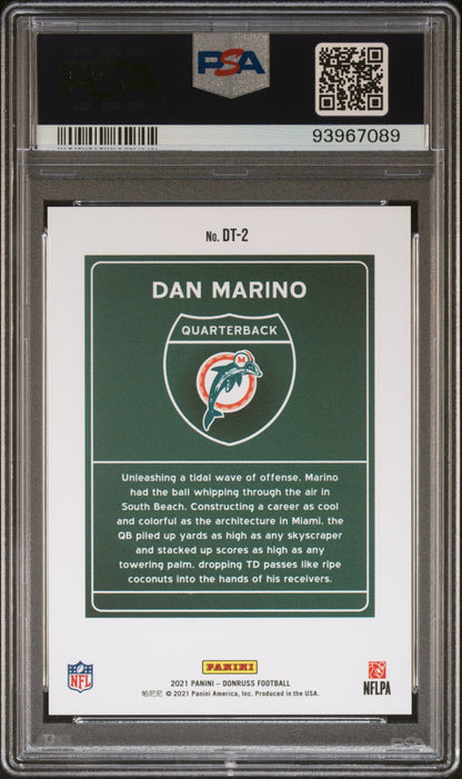 2021 Panini Donruss Downtown Dan Marino #DT-2 Downtown! PSA 10