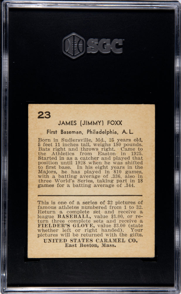 1932 U.S. Caramel Jimmy Foxx #23 SGC 4