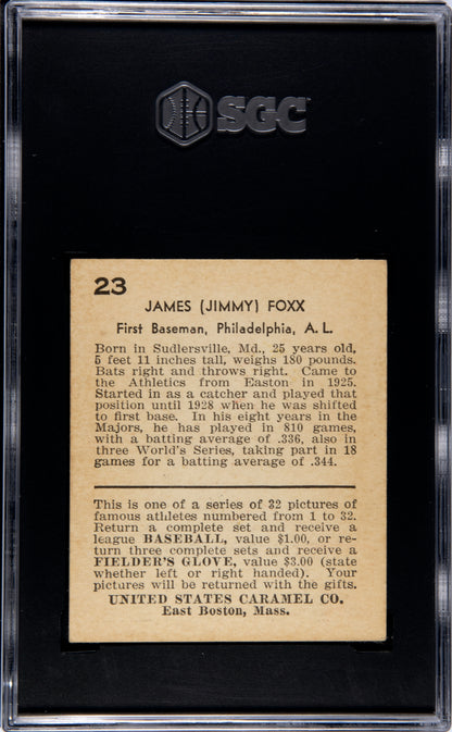 1932 U.S. Caramel Jimmy Foxx #23 SGC 4