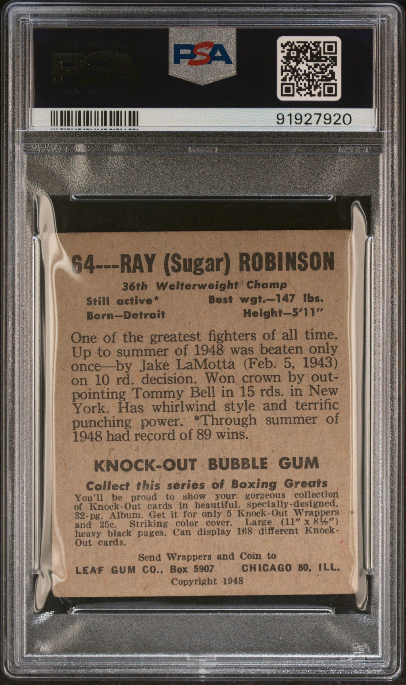 1948 Leaf Ray Robinson #64 PSA 3