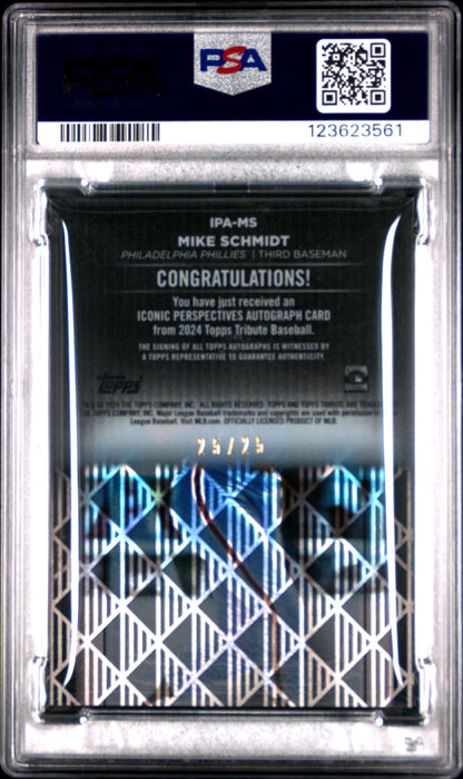 2024 Topps Tribute Iconic Perspectives Autographs Mike Schmidt #IPAMS Org PSA 10