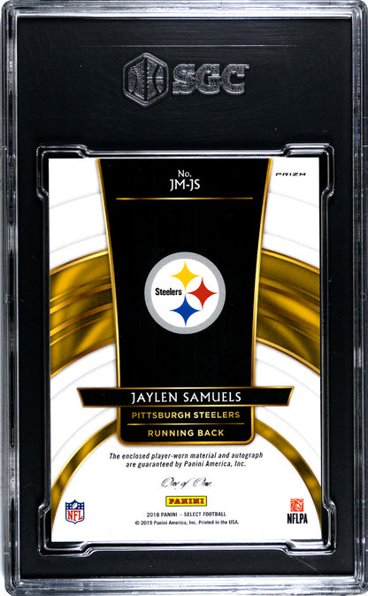 2018 Panini Select Jaylen Samuels Jumbo Rookie SIG. Swatches Black Prizm SGC 9