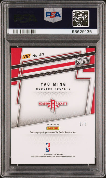 2024 Panini National NSCC Vip Gold #2/5 Yao Ming #41 Autograph Black PSA 10