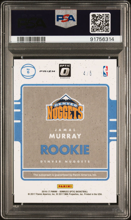 2016 Panini Donruss Optic Rookie Signatures #4/5 Jamal Murray #6 Green PSA 9