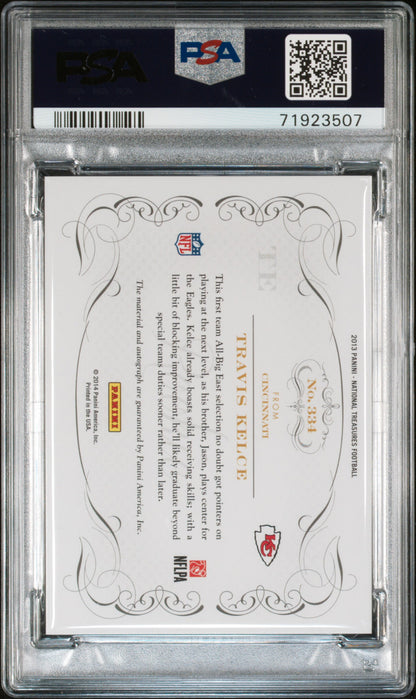 2013 Panini National Treasures Travis Kelce #334 Autograph Silver 40/99 PSA 10