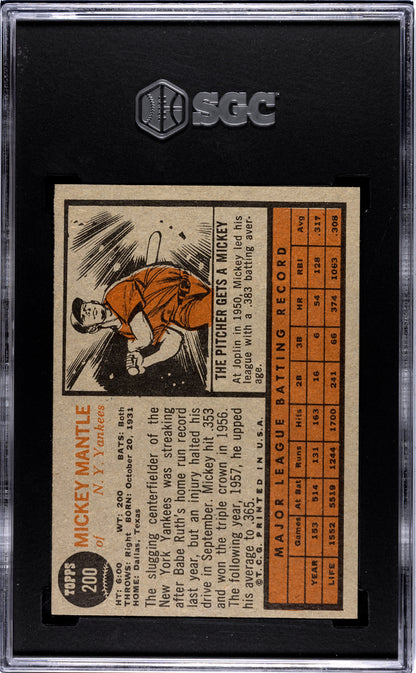 1962 Topps Mickey Mantle #200 SGC 5