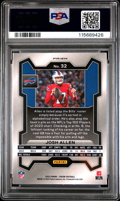 2023 Panini Prizm Josh Allen #32 Red Sparkle PSA 10