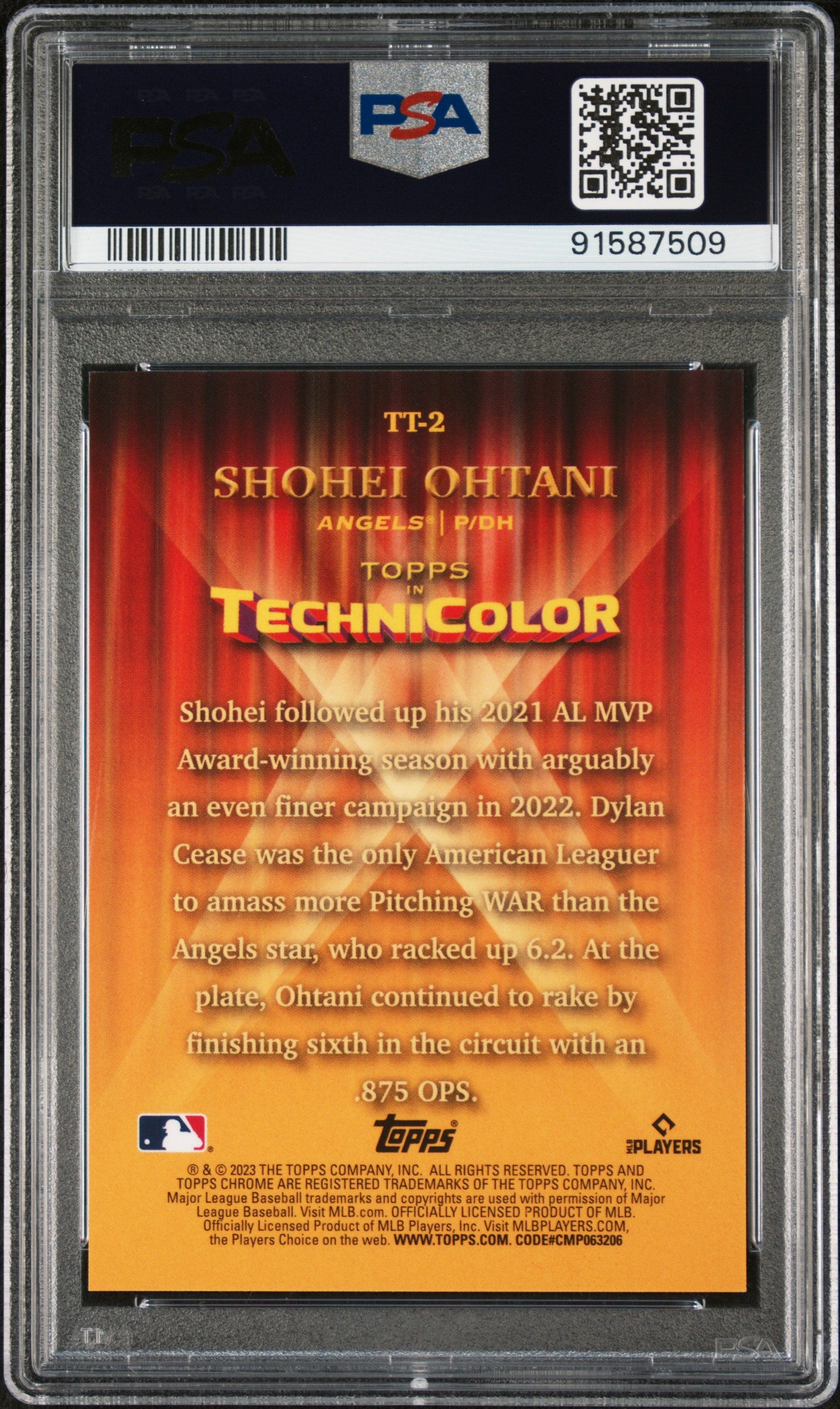 2023 Topps Chrome Topps In Technicolor Shohei Ohtani #TT2 Gold Refractor PSA 10