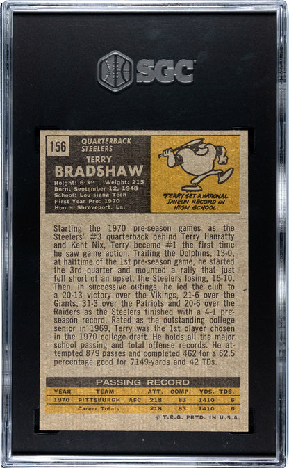 1971 Topps Terry Bradshaw #156 SGC 7.5 SHARP CENTERED