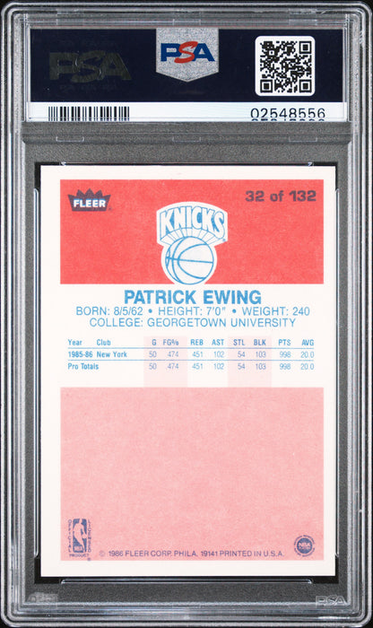 1986 Fleer Patrick Ewing #32 PSA 9