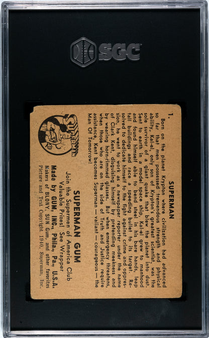 1940 Gum Inc. Superman Rookie Card RC #1 SGC 1