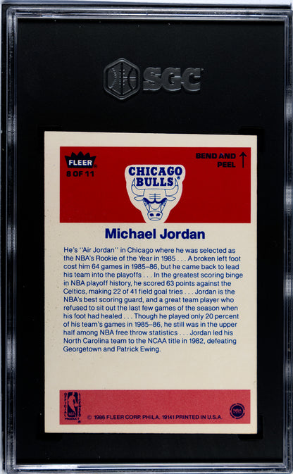 1986 Fleer Sticker Michael Jordan #8 SGC 4.5