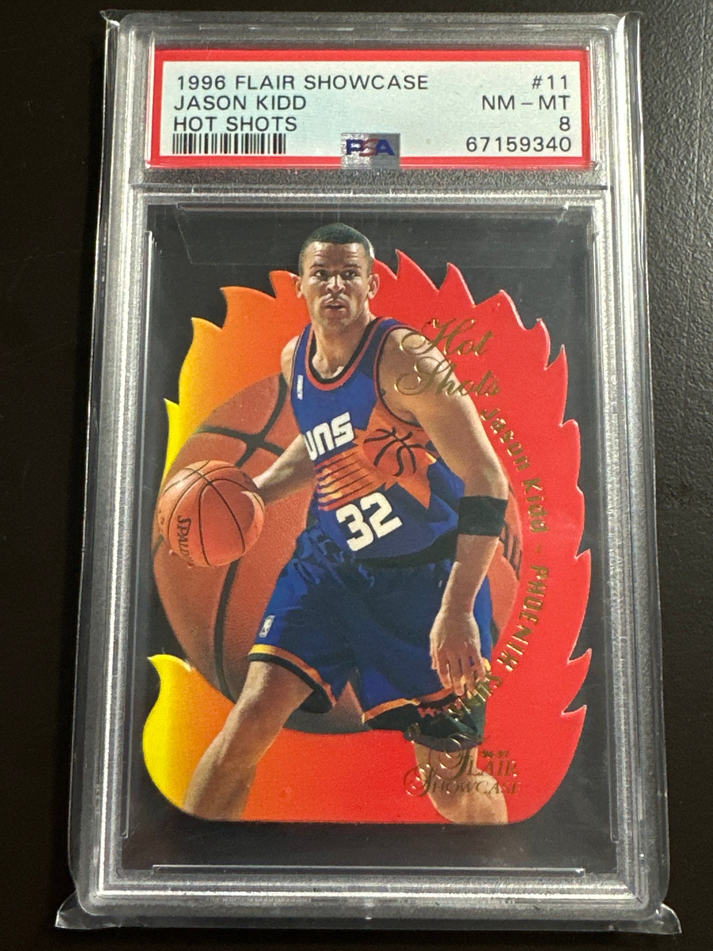 1996 Flair Showcase Hot Shots Jason Kidd #11 PSA 8