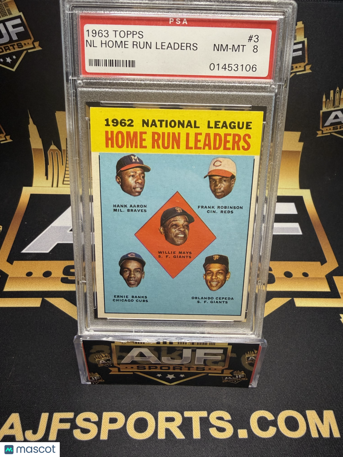 1963 Topps NL Home Run Leaders #3 PSA 8