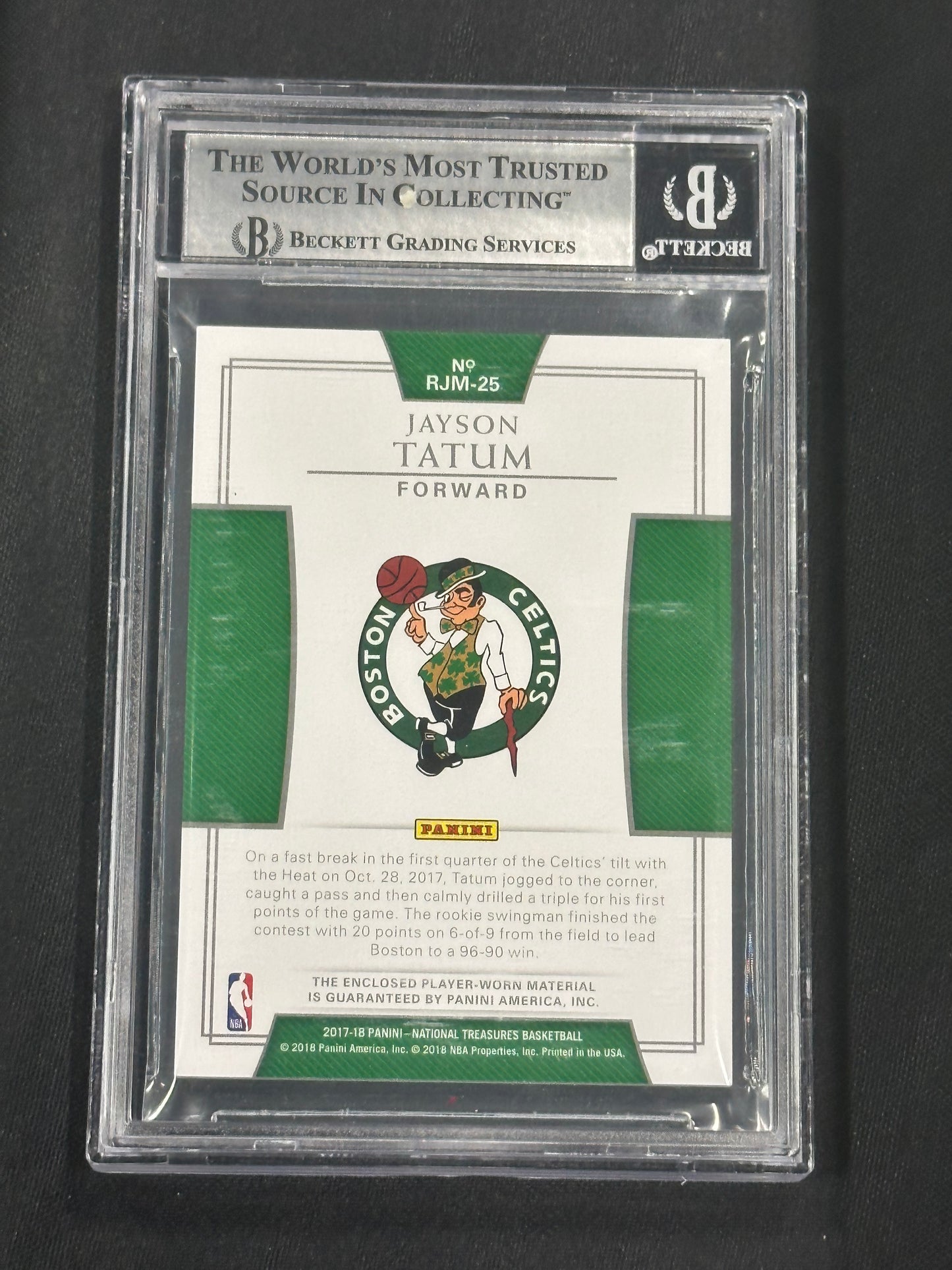 2017  National Treasures Rookie Jumbo Materials Bronze Jayson Tatum #25 BGS 9