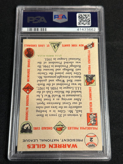 1956 Topps Warren Giles #2 White Back PSA 6
