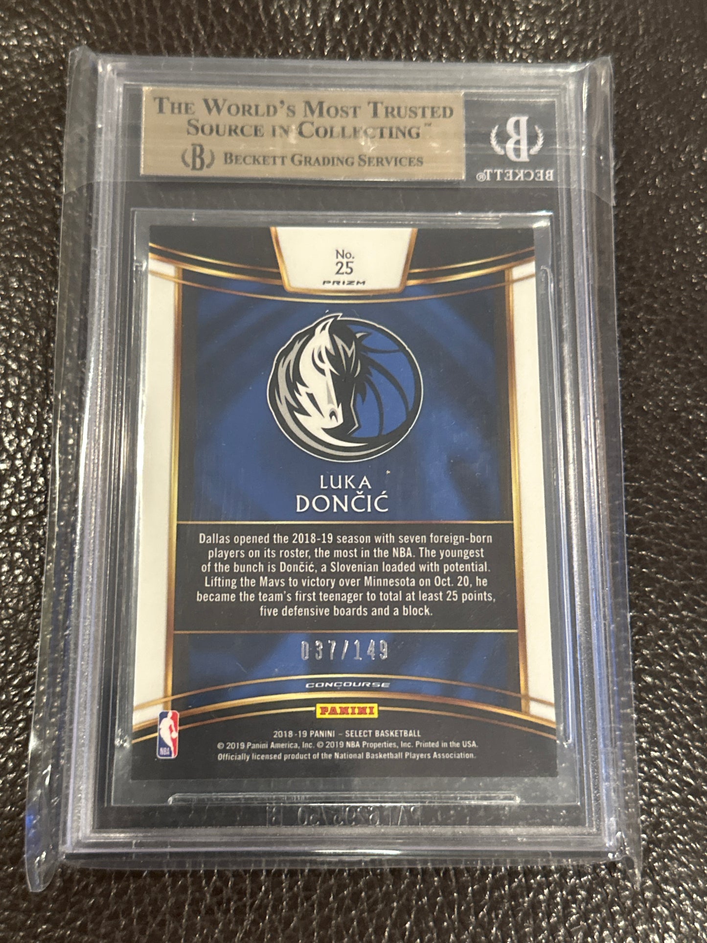 2018-19 Select Prizms White Luka Doncic #25 BGS 9.5 #/149