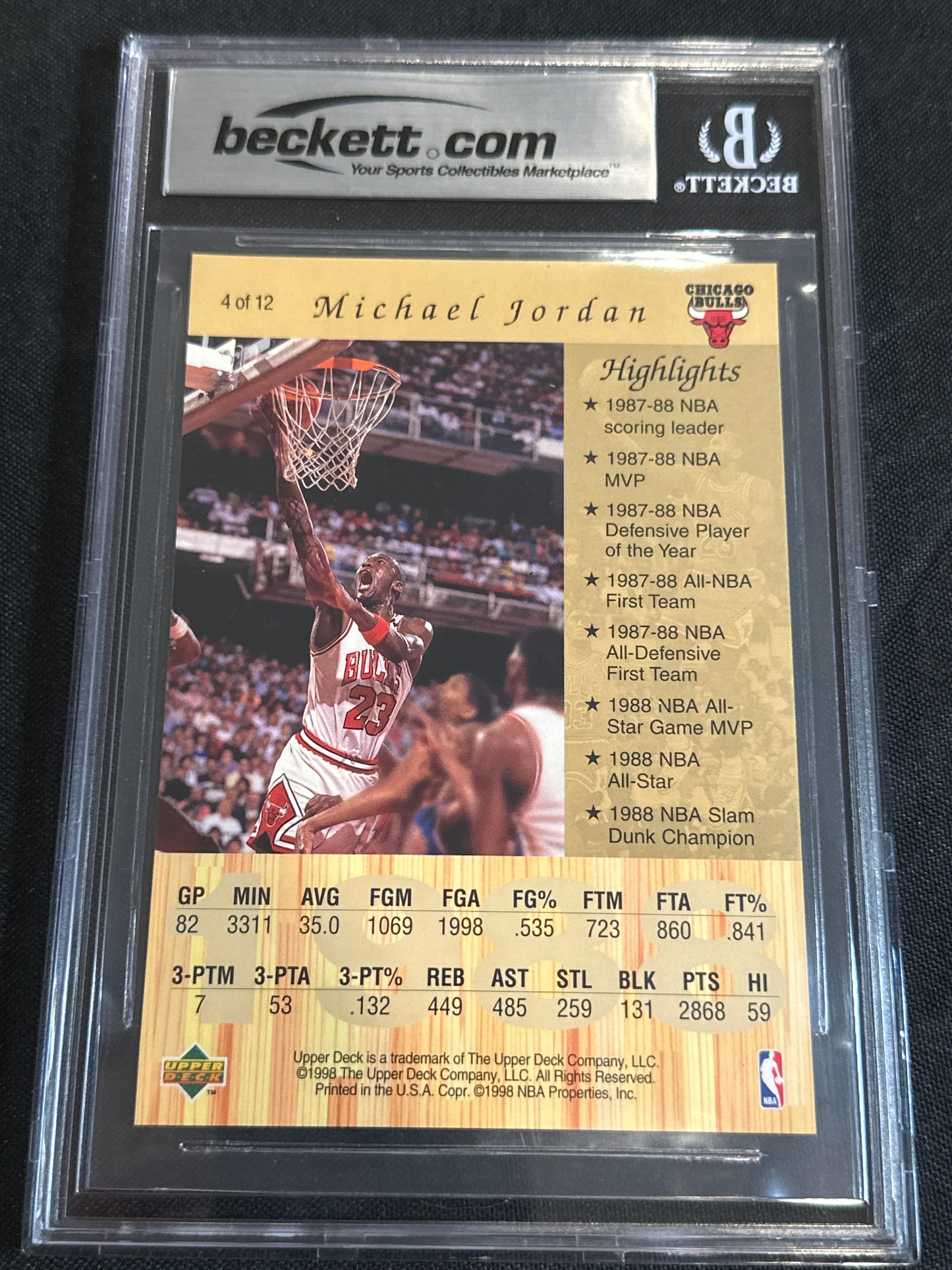 1998 Upper Deck Michael Jordan Gatorade Michael Jordan #4 BGS 9