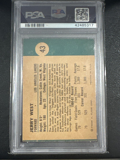 1961 Fleer Jerry West #43 PSA 6 SHARP