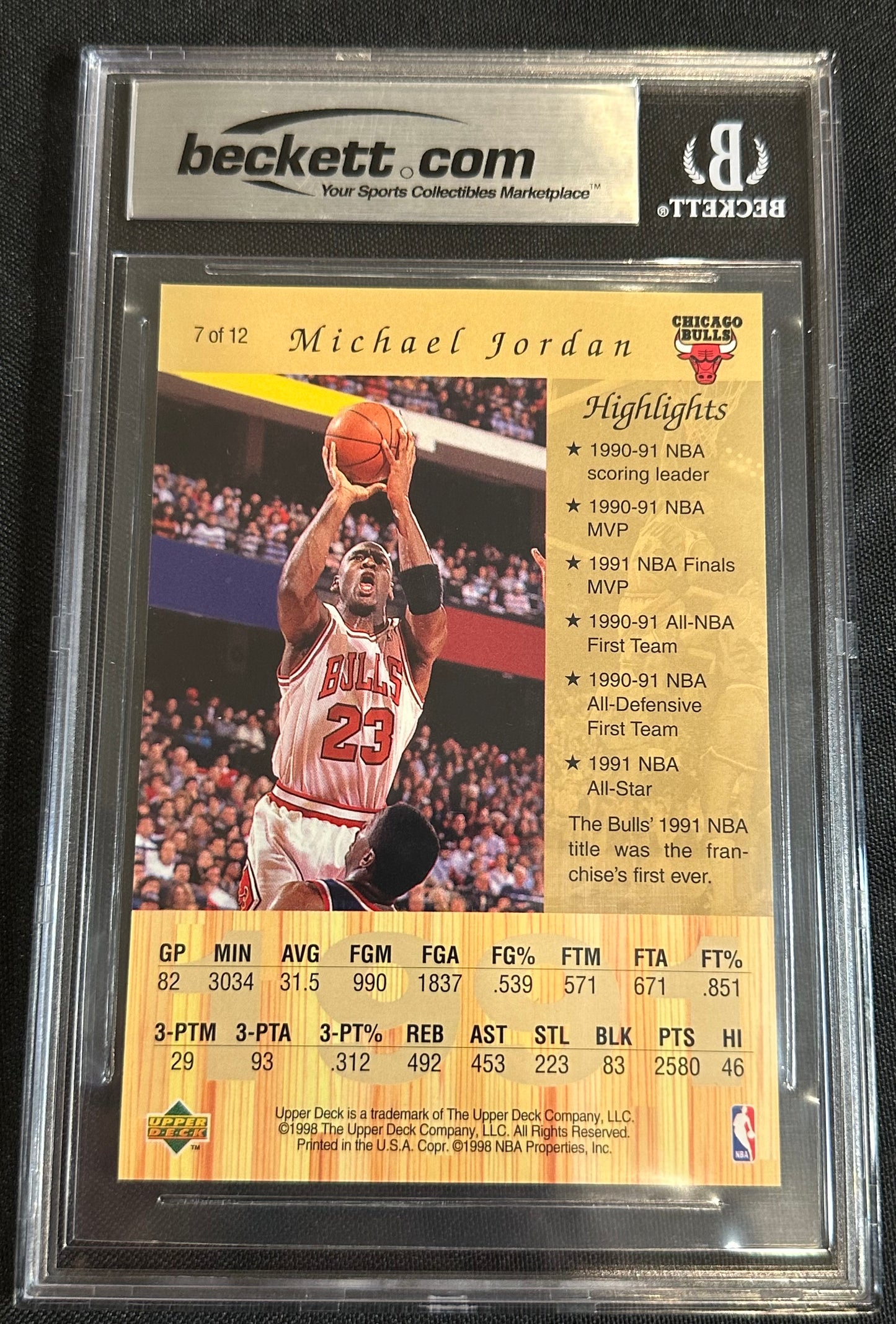 1998 Upper Deck Michael Jordan Gatorade Michael Jordan #7 BGS 9