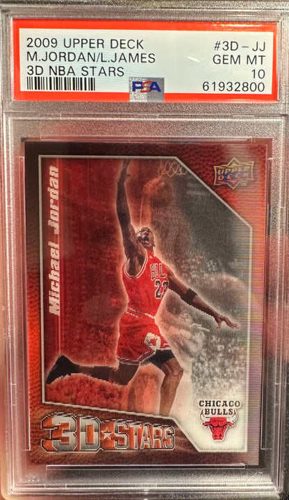 2009 Upper Deck 3D NBA Stars L. James M. Jordan #3D-JJ PSA 10