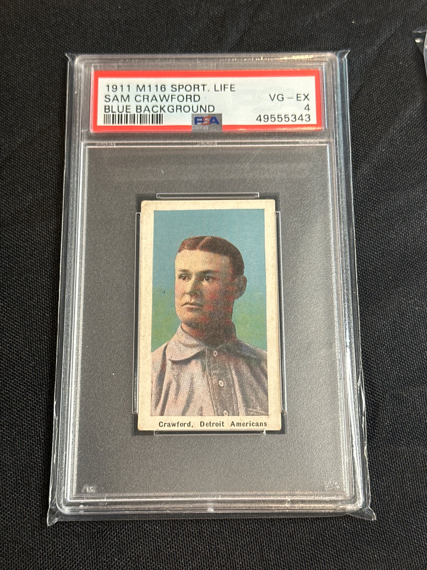 1911 M116 Sporting Life Sam Crawford Blue Background PSA 4