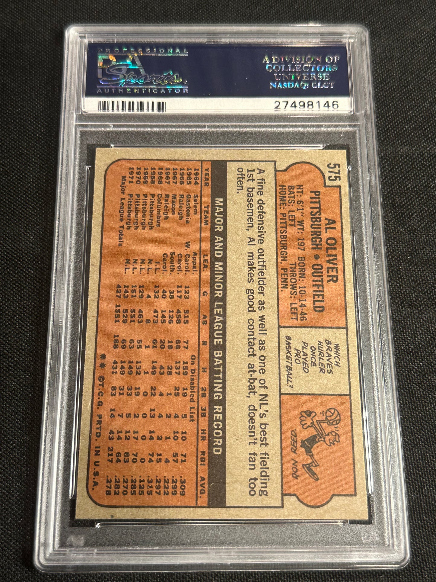 1972 Topps Al Oliver #575 PSA 8